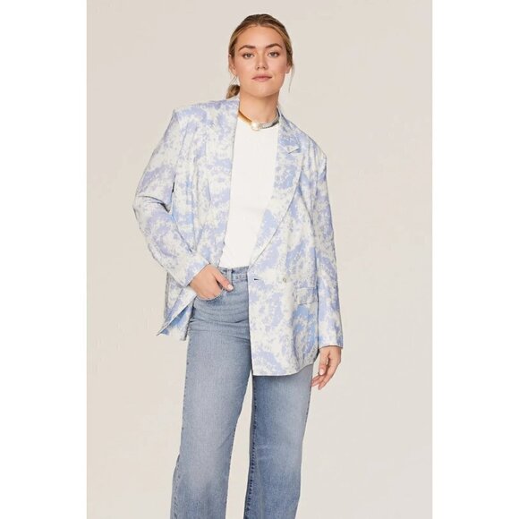 Thakoon Collective Tie Dye Pastel Blazer Jacket Blue White Womens 4 - Picture 2 of 13